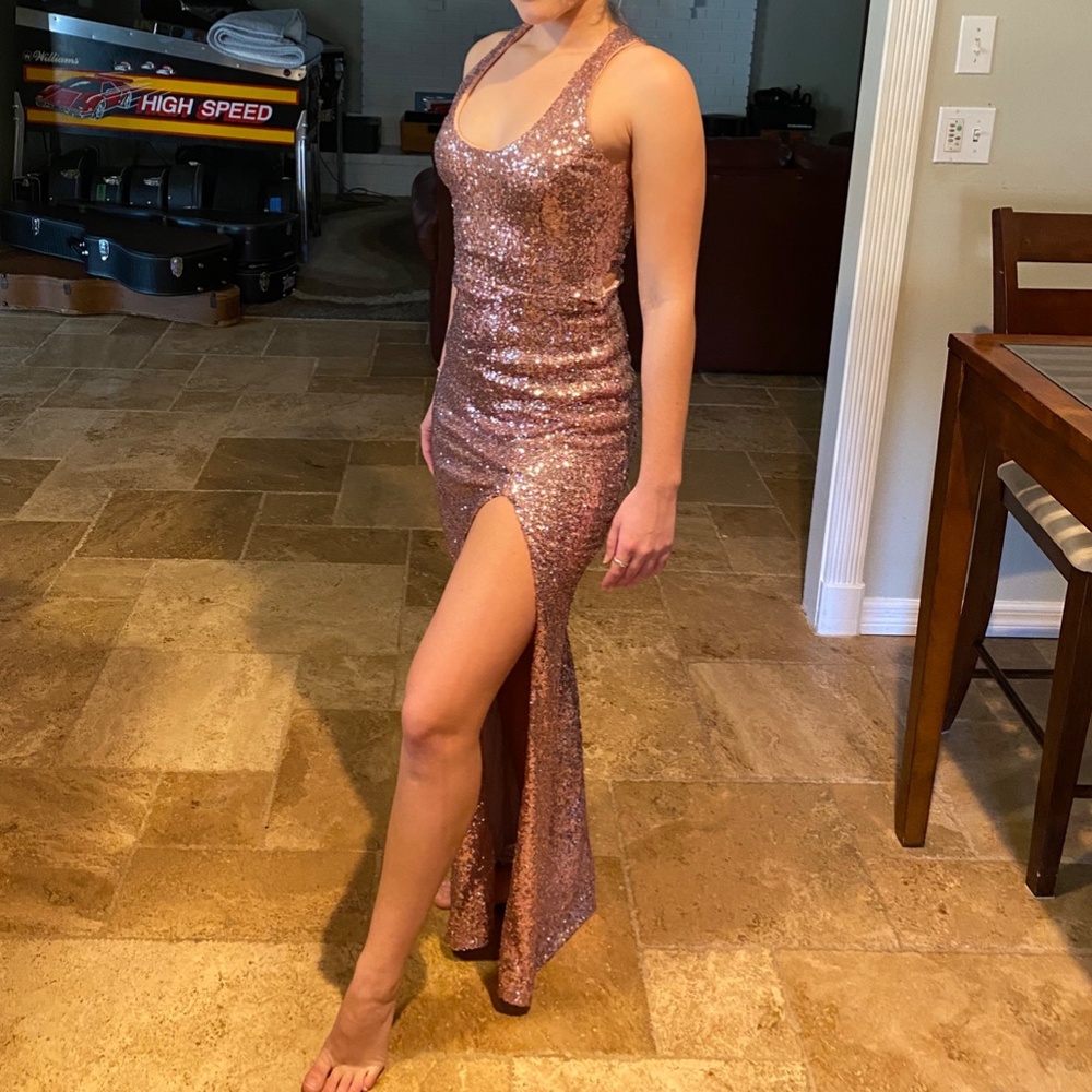 STUNNING B Darlin Pink Sequin Formal Dress - Picture 3 of 9